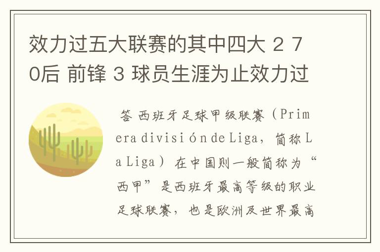 效力过五大联赛的其中四大 2 70后 前锋 3 球员生涯为止效力过8支球队 4 其中一联赛拿过联赛冠军 5 欧冠冠