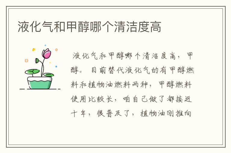 液化气和甲醇哪个清洁度高
