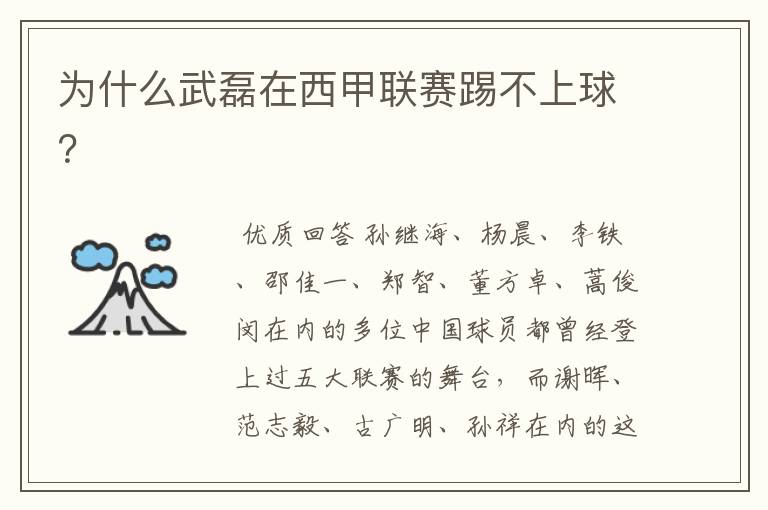 为什么武磊在西甲联赛踢不上球?