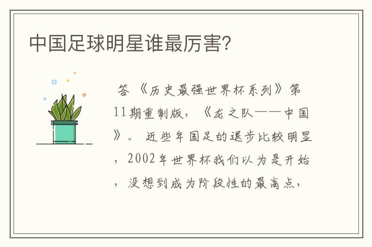 中国足球明星谁最厉害?