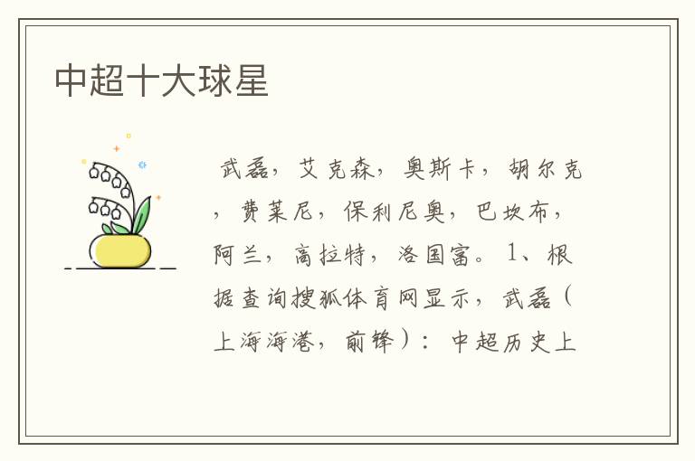 中超十大球星