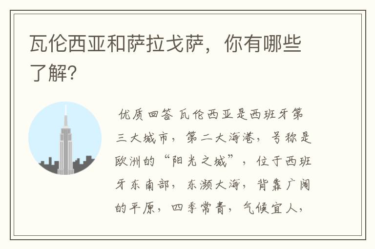 瓦伦西亚和萨拉戈萨,你有哪些了解?