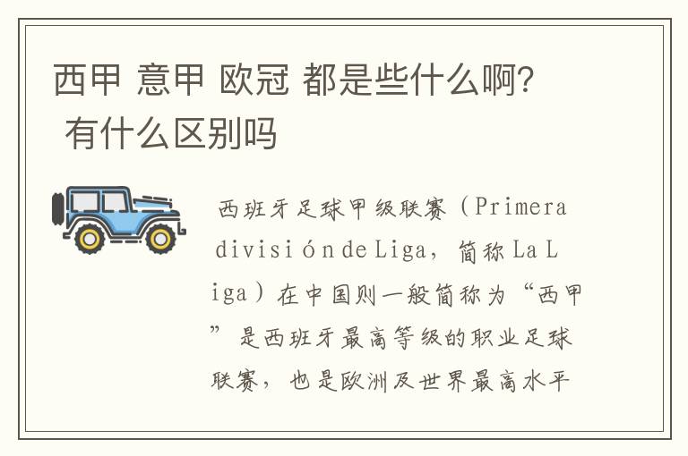 西甲 意甲 欧冠 都是些什么啊? 有什么区别吗