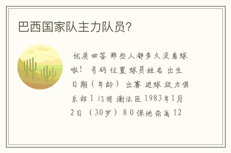 巴西国家队主力队员?