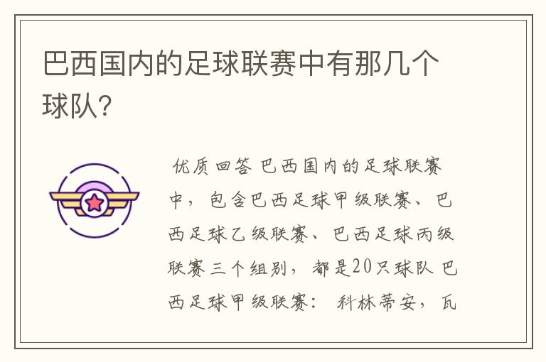 巴西国内的足球联赛中有那几个球队?