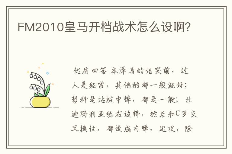 FM2010皇马开档战术怎么设啊?