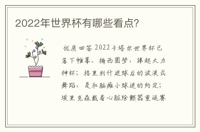 2022年世界杯有哪些看点?