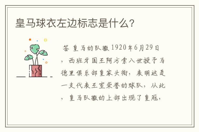 皇马球衣左边标志是什么?