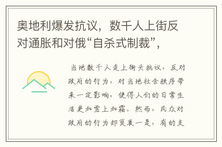 奥地利爆发抗议,数千人上街反对通胀和对俄“自杀式制裁”,当地情况如何?