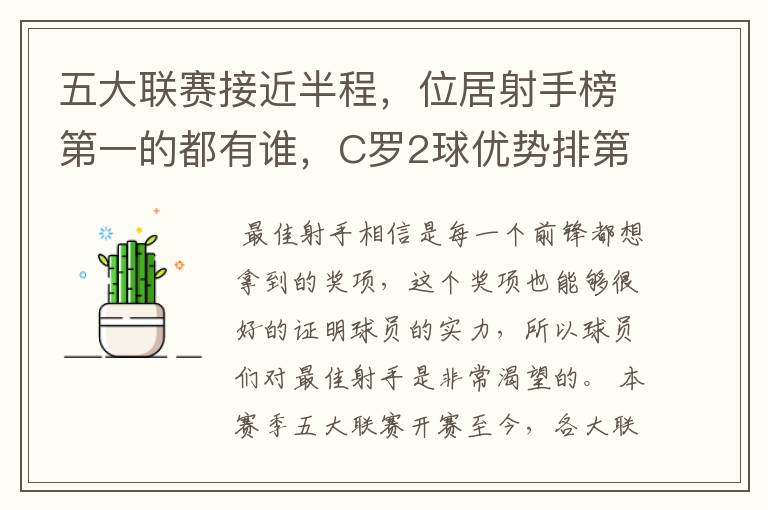 五大联赛接近半程,位居射手榜第一的都有谁,C罗2球优势排第一