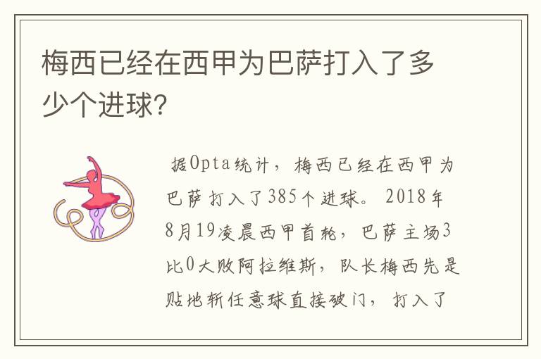 梅西已经在西甲为巴萨打入了多少个进球?
