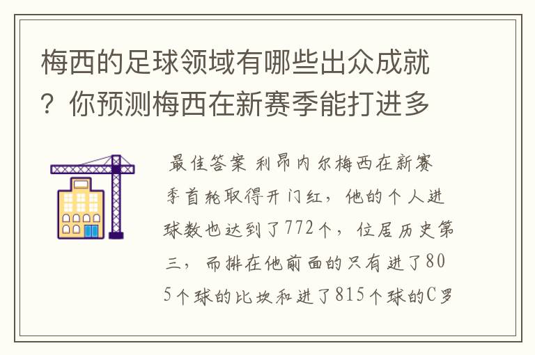梅西的足球领域有哪些出众成就?你预测梅西在新赛季能打进多少进球呢?