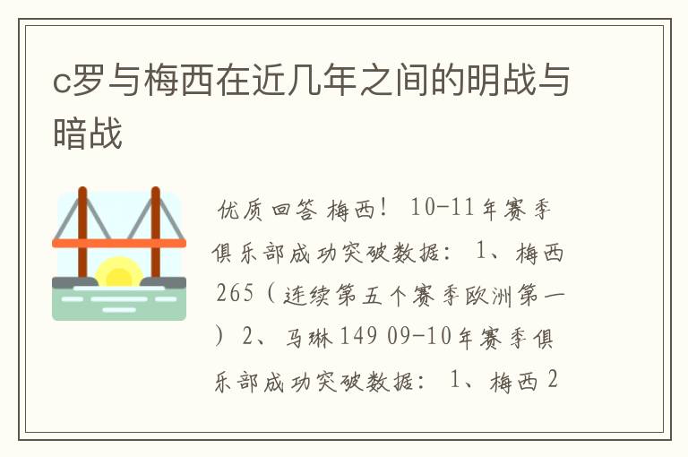 c罗与梅西在近几年之间的明战与暗战