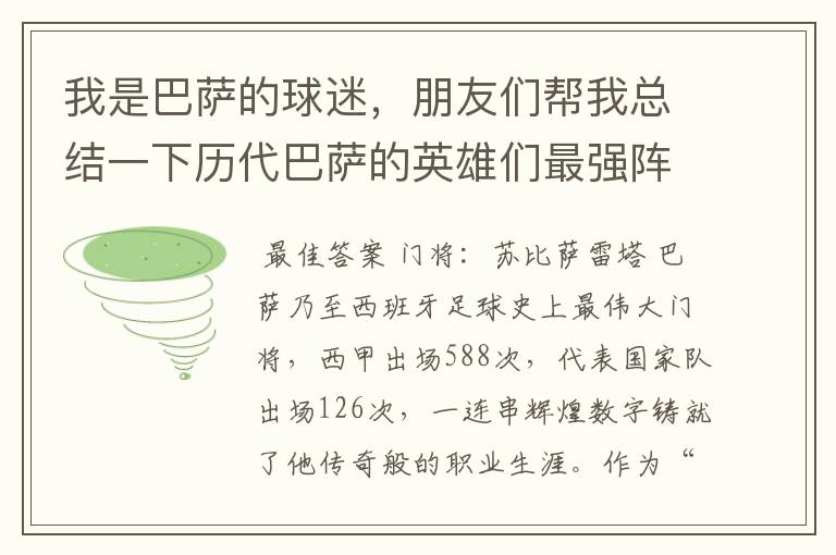 我是巴萨的球迷,朋友们帮我总结一下历代巴萨的英雄们最强阵容有谁,怎么分布位置