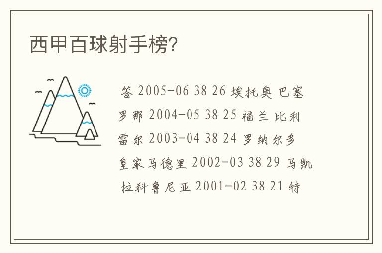西甲百球射手榜?