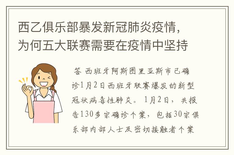 西乙俱乐部暴发新冠肺炎疫情,为何五大联赛需要在疫情中坚持进行?