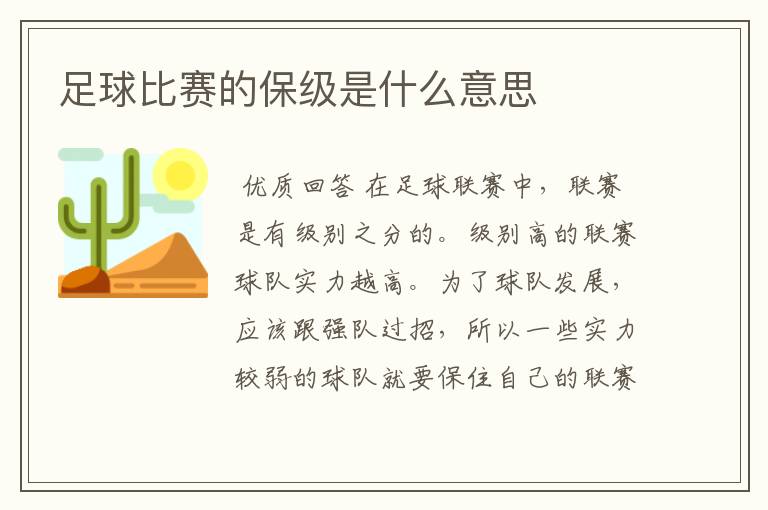 足球比赛的保级是什么意思