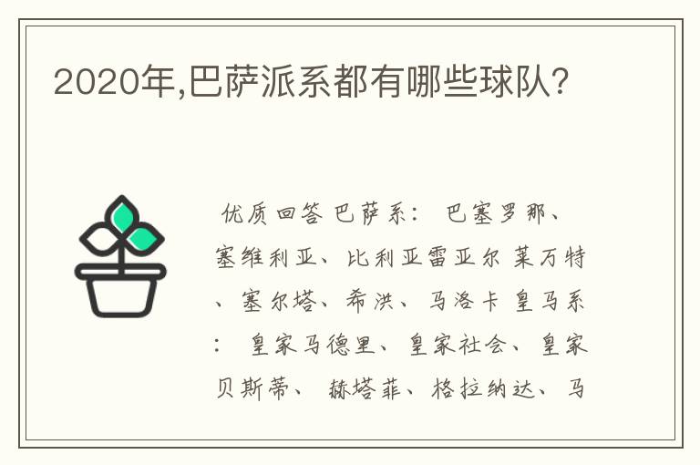 2020年,巴萨派系都有哪些球队?