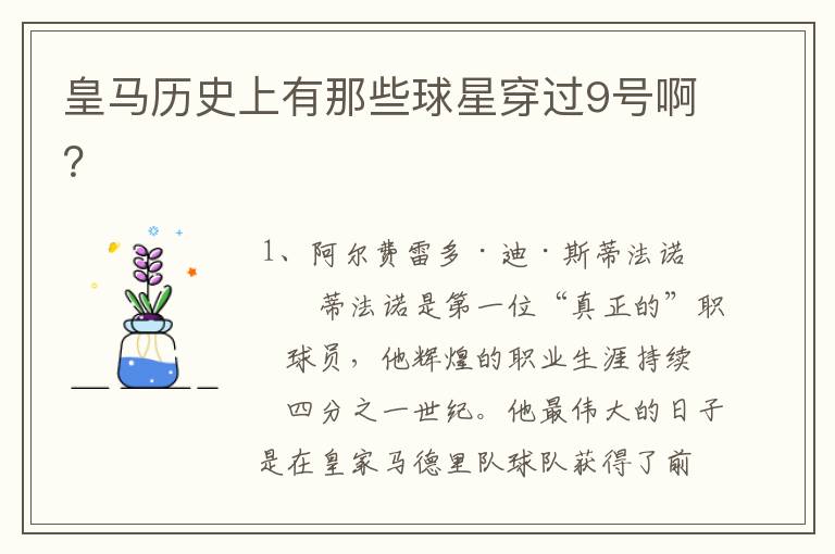 皇马历史上有那些球星穿过9号啊?