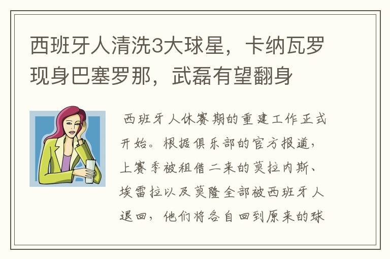 西班牙人清洗3大球星,卡纳瓦罗现身巴塞罗那,武磊有望翻身