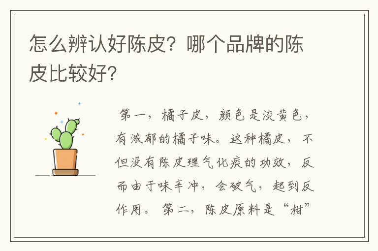 怎么辨认好陈皮?哪个品牌的陈皮比较好?