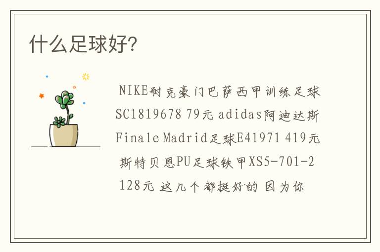 什么足球好?