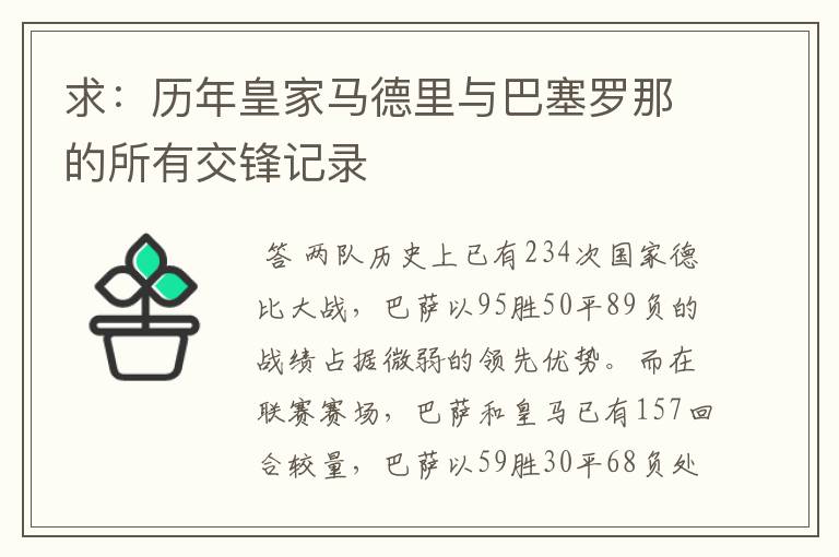 求:历年皇家马德里与巴塞罗那的所有交锋记录