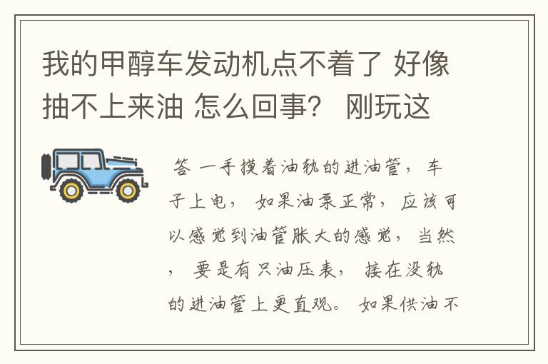 我的甲醇车发动机点不着了 好像抽不上来油 怎么回事? 刚玩这车 不太明白!qq1446247817