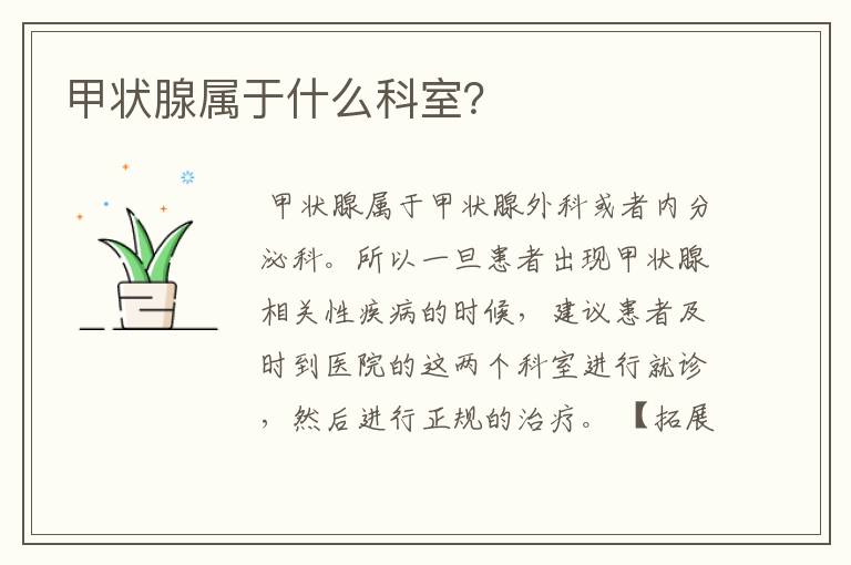 甲状腺属于什么科室?