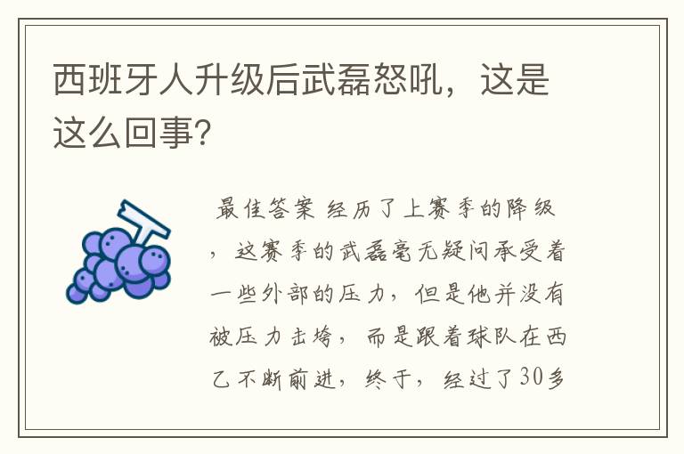 西班牙人升级后武磊怒吼,这是这么回事?