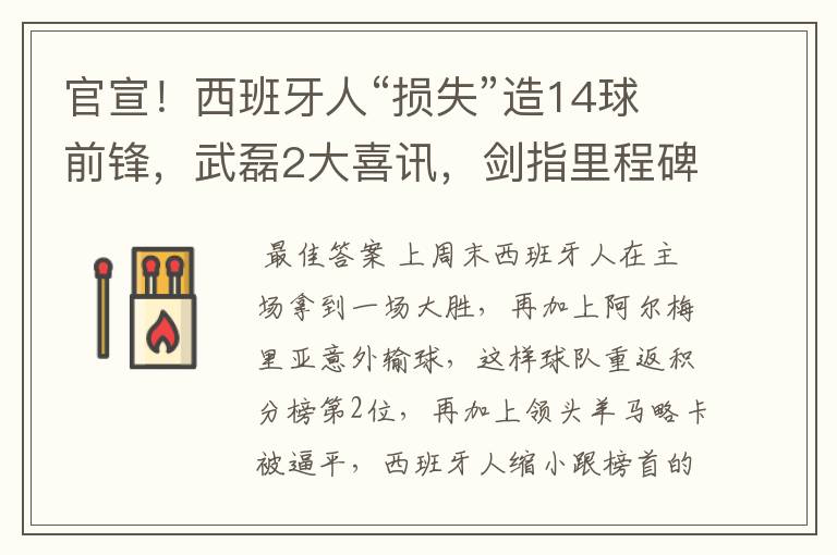 官宣!西班牙人“损失”造14球前锋,武磊2大喜讯,剑指里程碑