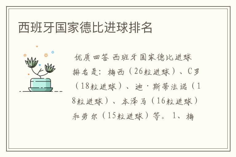 西班牙国家德比进球排名