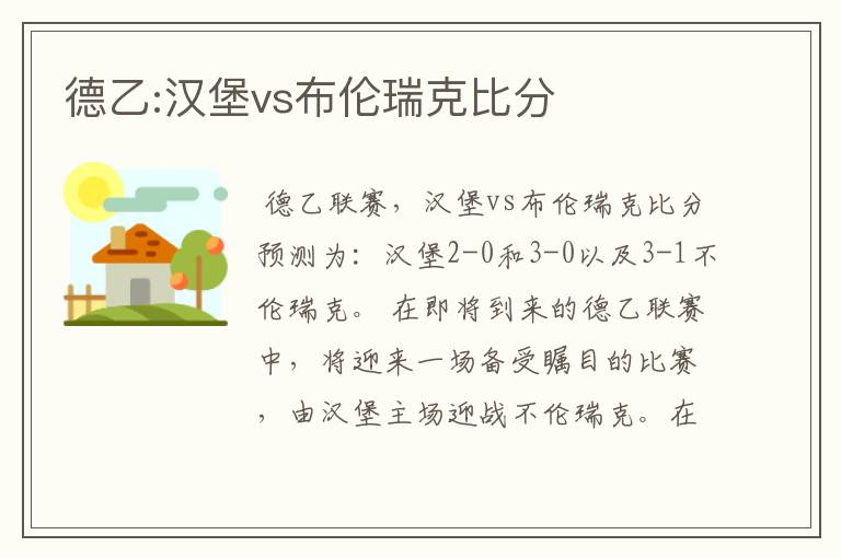 德乙:汉堡vs布伦瑞克比分