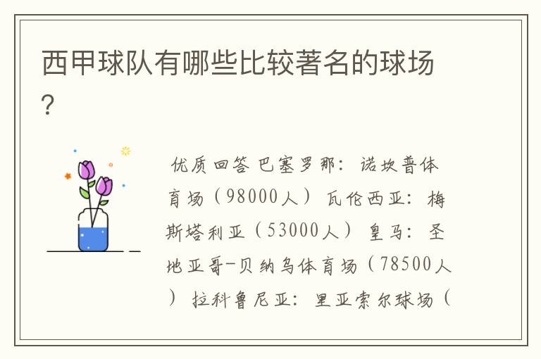 西甲球队有哪些比较著名的球场?
