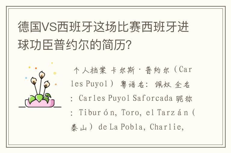 德国VS西班牙这场比赛西班牙进球功臣普约尔的简历?