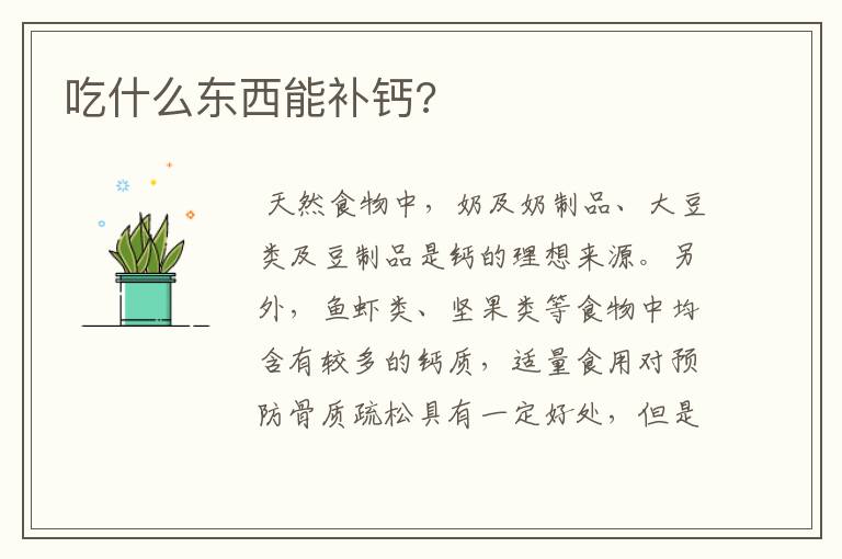 吃什么东西能补钙?