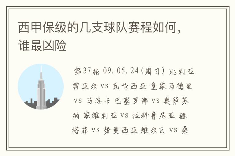 西甲保级的几支球队赛程如何,谁最凶险