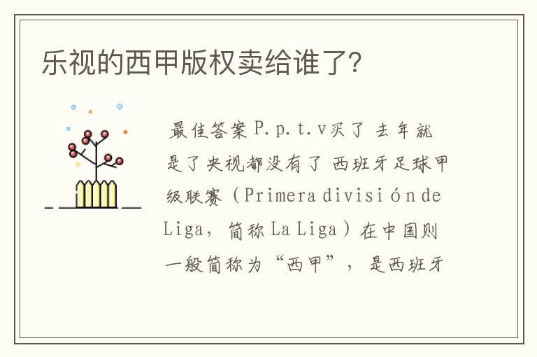 乐视的西甲版权卖给谁了?