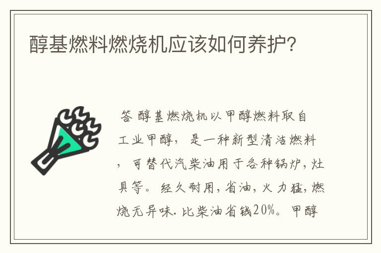 醇基燃料燃烧机应该如何养护?