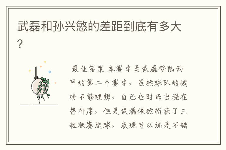 武磊和孙兴慜的差距到底有多大?