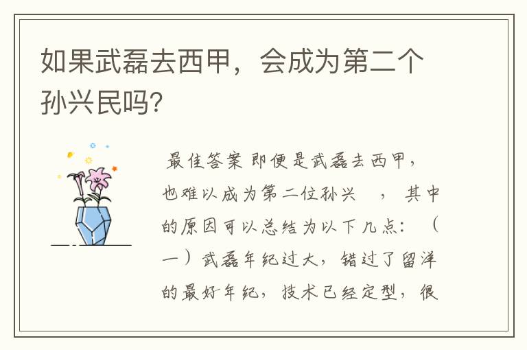 如果武磊去西甲,会成为第二个孙兴民吗?