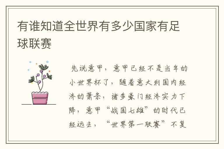 有谁知道全世界有多少国家有足球联赛