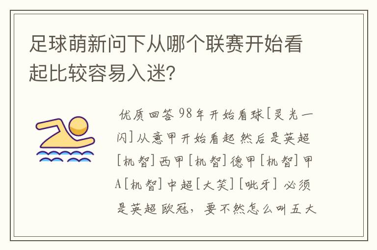 足球萌新问下从哪个联赛开始看起比较容易入迷?