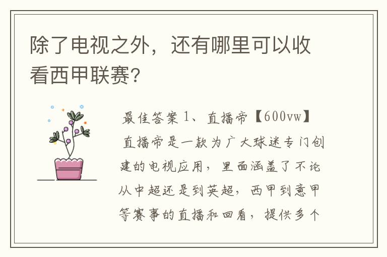 除了电视之外,还有哪里可以收看西甲联赛?