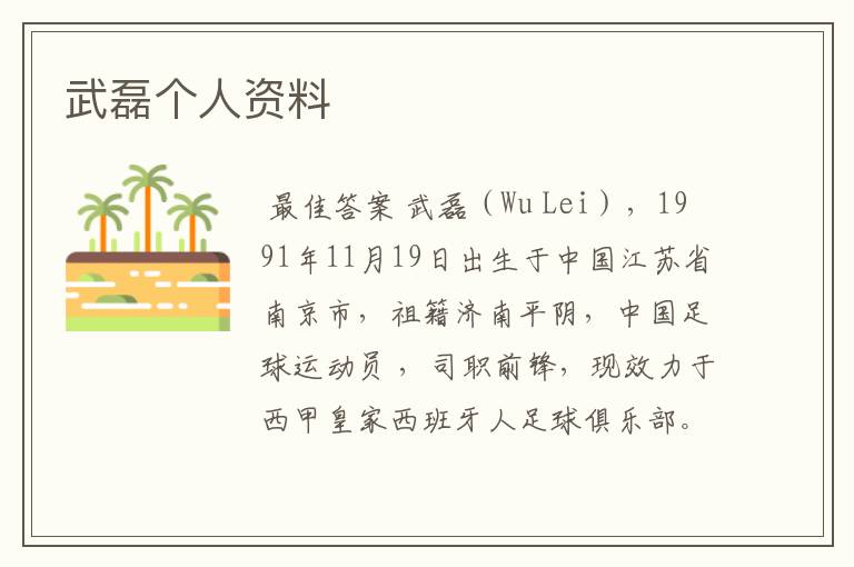 武磊个人资料