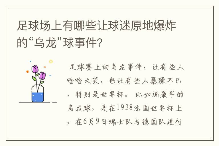 足球场上有哪些让球迷原地爆炸的“乌龙”球事件?