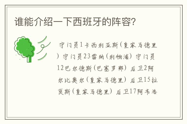 谁能介绍一下西班牙的阵容?