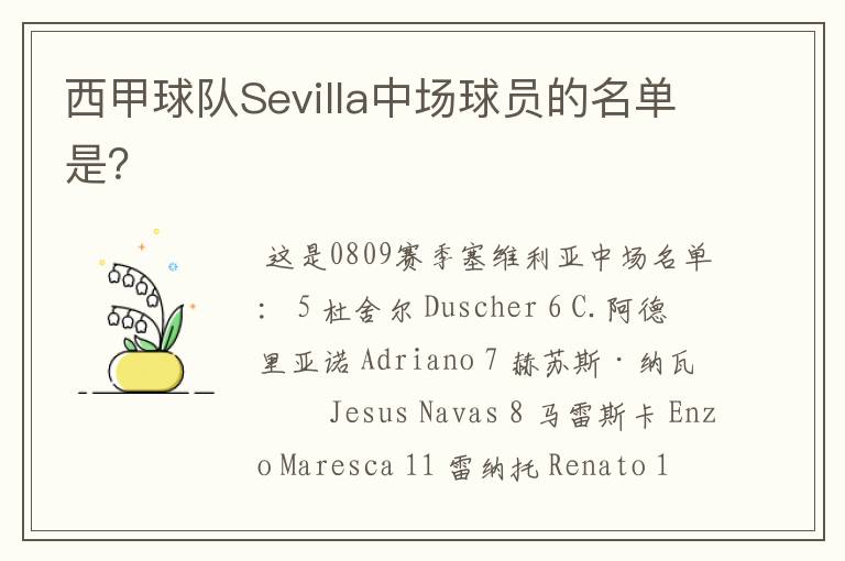 西甲球队Sevilla中场球员的名单是?
