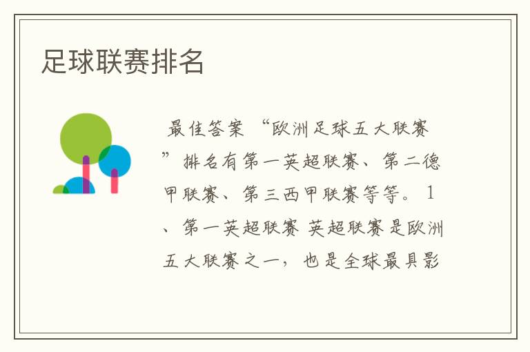 足球联赛排名