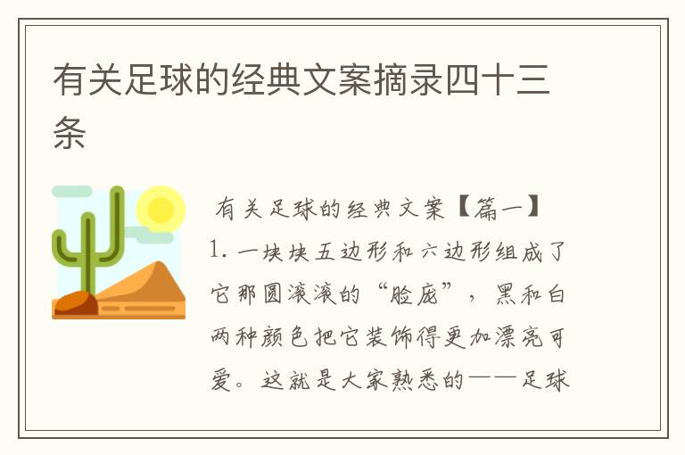 有关足球的经典文案摘录四十三条